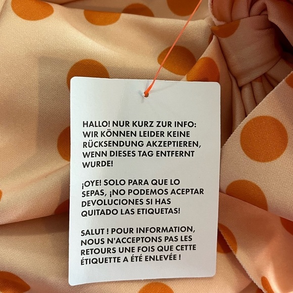 NWT ASOS Curve Square Neck Long Sleeve Wrap Mini Dress Orange Polka Dot - Picture 11 of 12